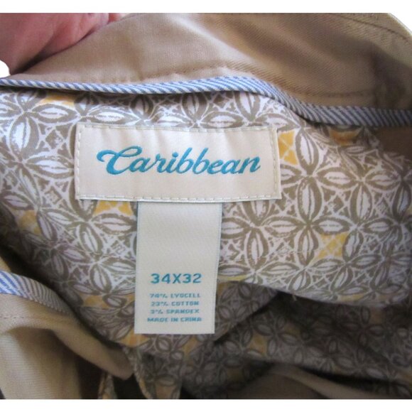 New w Tags, Men's Carribbean Beige khaki Front Pleated Pants, Sz 34 x 32" - Picture 7 of 8